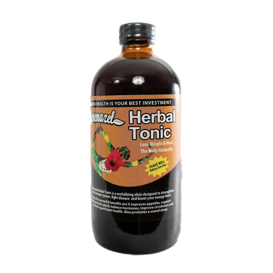 A bottle of herbal tonic for weight loss.