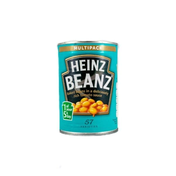 A can of beans is shown on a white background.