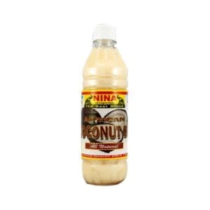 A bottle of banana nut dressing on a white background