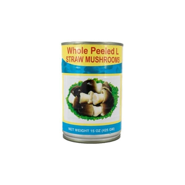 A can of whole peeled and plain mushrooms.