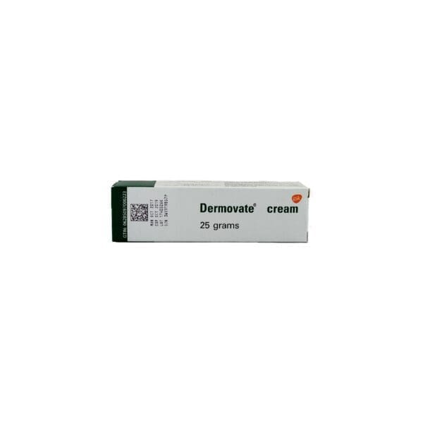 A box of dermovate cream is shown.