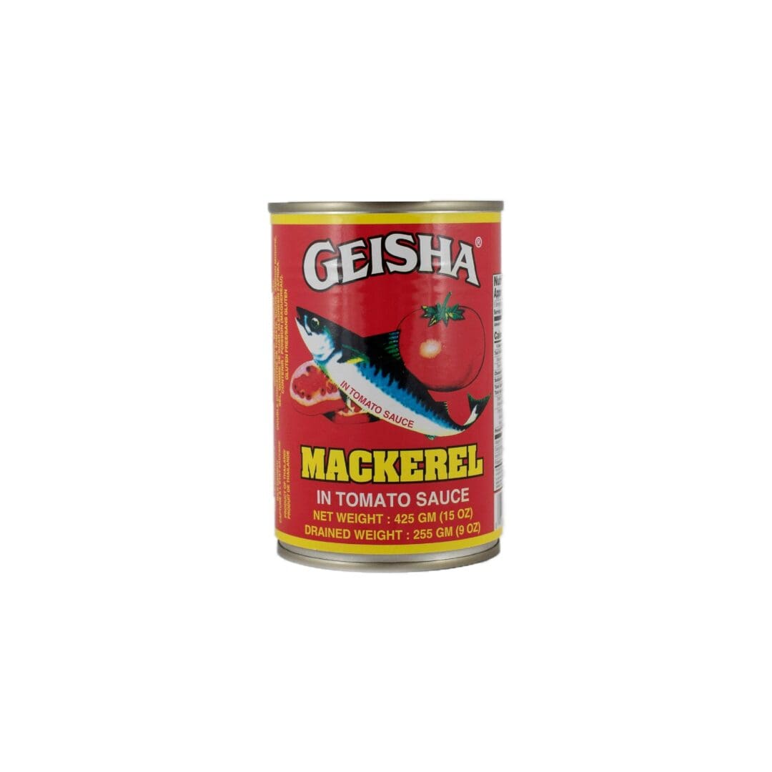 A can of mackerel in tomato sauce.