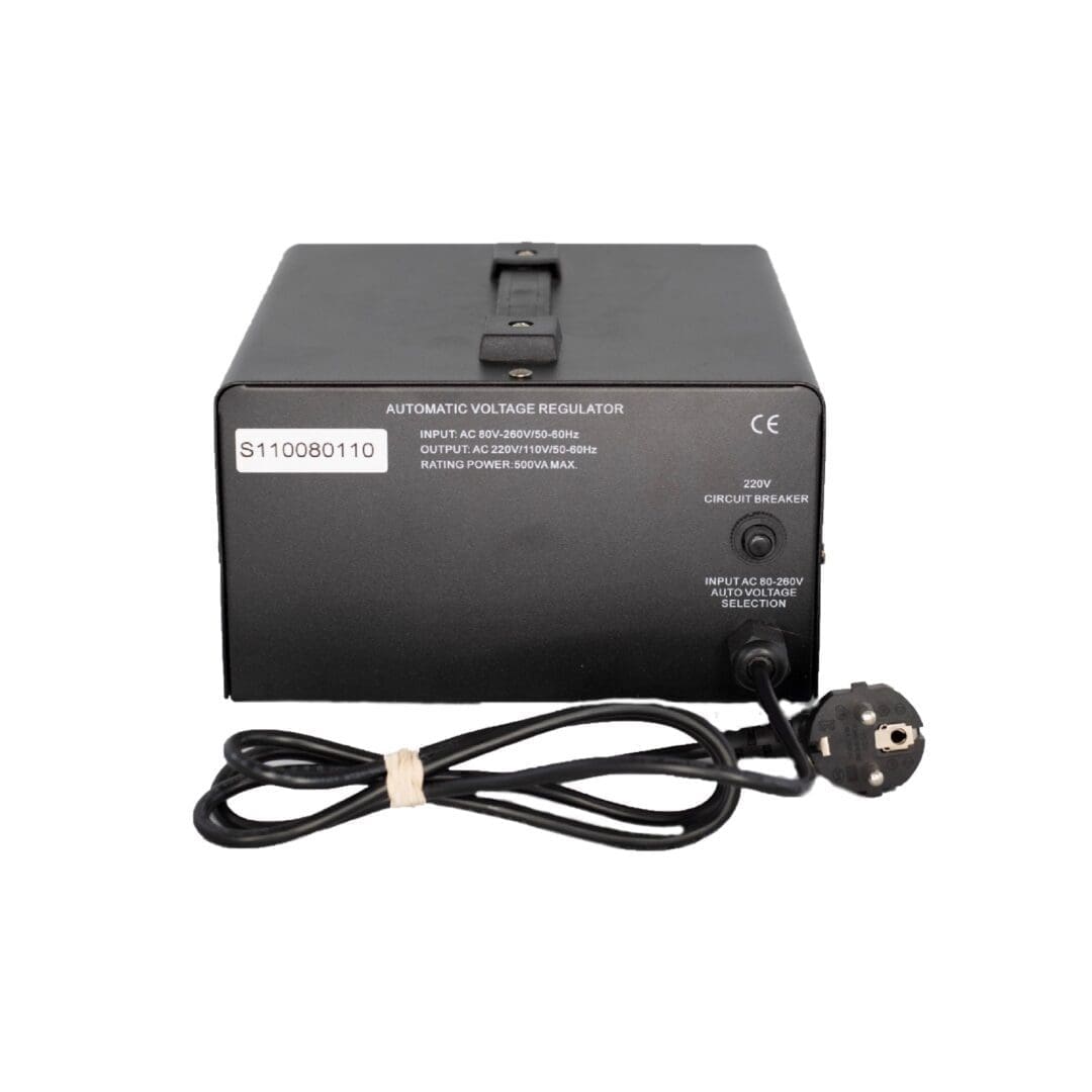 A black box with a cord attached to it.